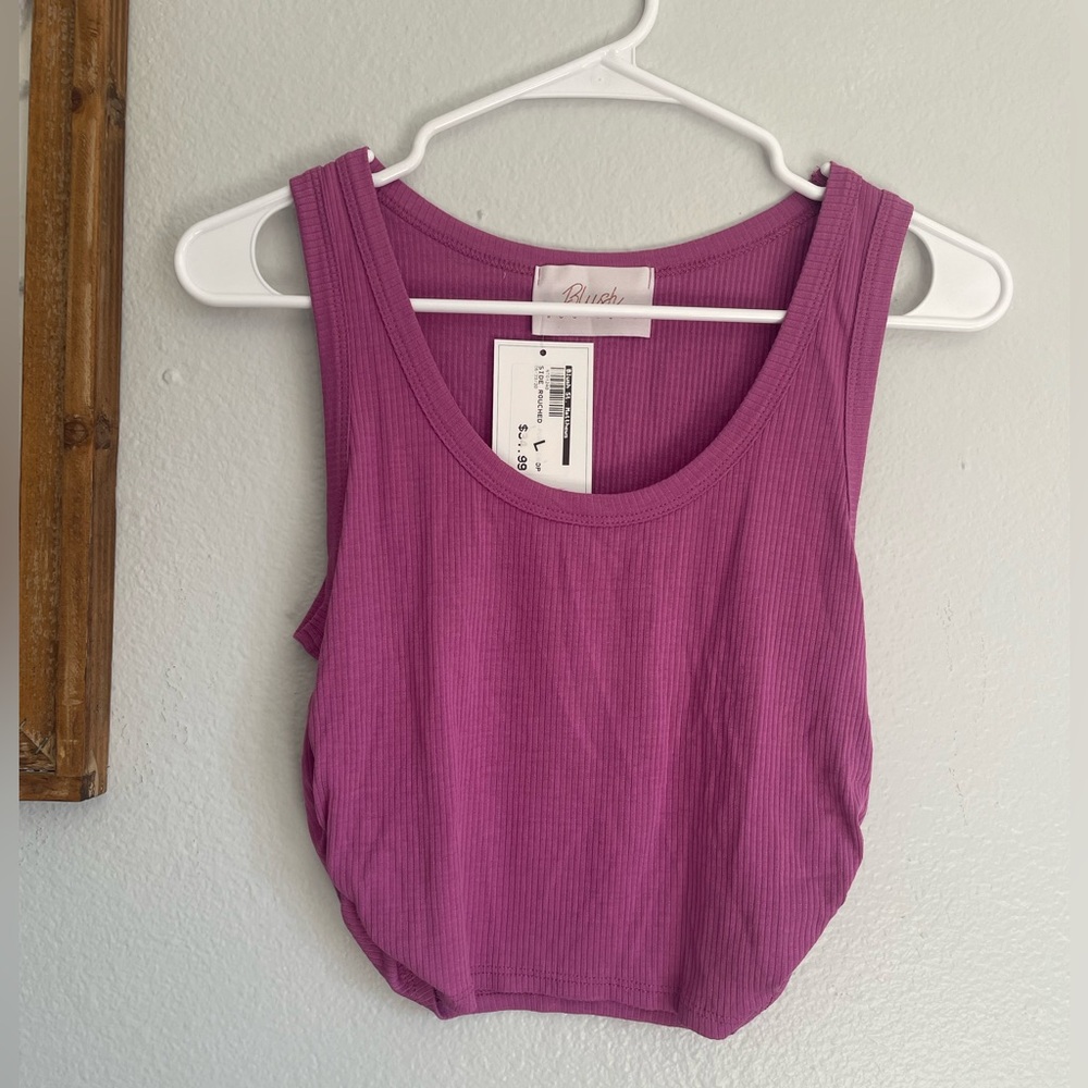 Blush Boutique Women’s Cropped Tank Top Size Large NWT pink purple Magenta